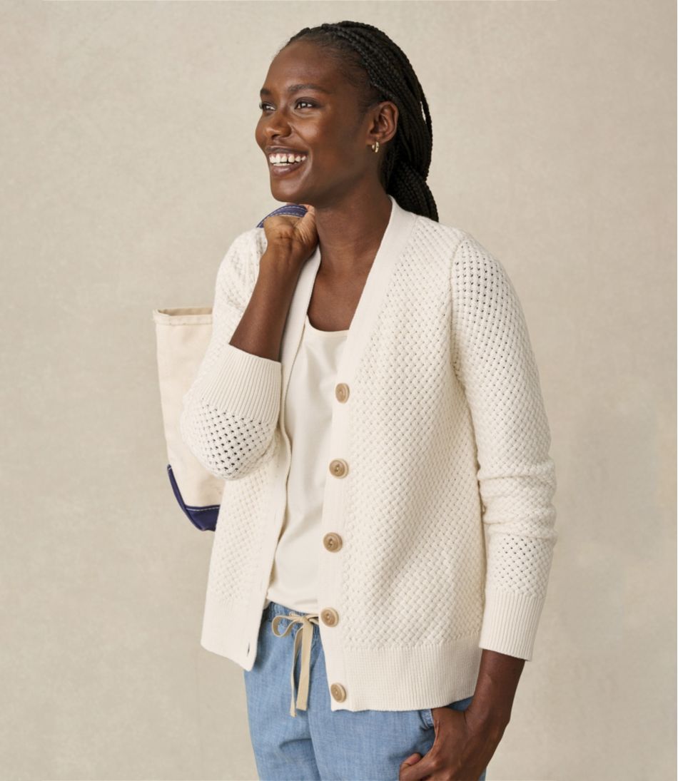 Women's Basketweave Sweater, Button-Front Cardigan / L.L.Bean