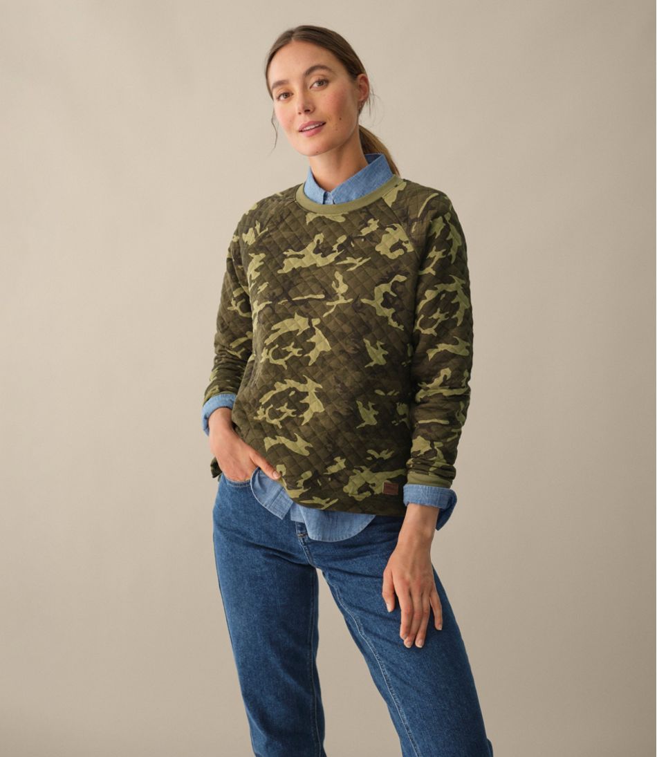 Women's Quilted Sweatshirt, Crewneck Pullover Print / L.L.Bean