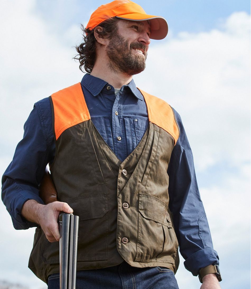 Men's Double L Waxed-Cotton Upland Vest, Hunter Orange / L.L.Bean