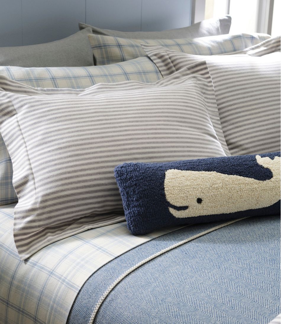 Wool Hooked Throw Pillow, Whale, 8" x 24" / L.L.Bean