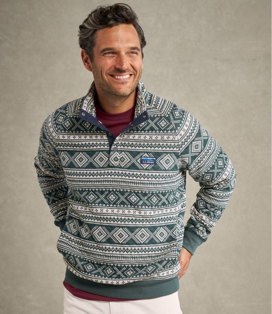 Men's Bean's Quilted Sweatshirt, Mockneck, Print / L.L.Bean