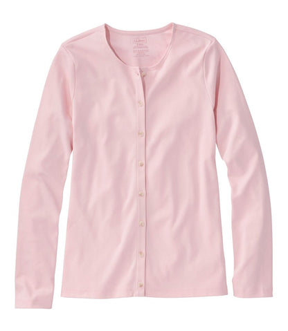 Women's Pima Cotton Tee, Long-Sleeve Crewneck Cardigan / L.L.Bean