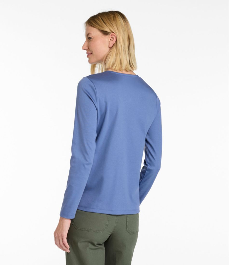 Women's Pima Cotton Tee, Long-Sleeve Crewneck Cardigan / L.L.Bean