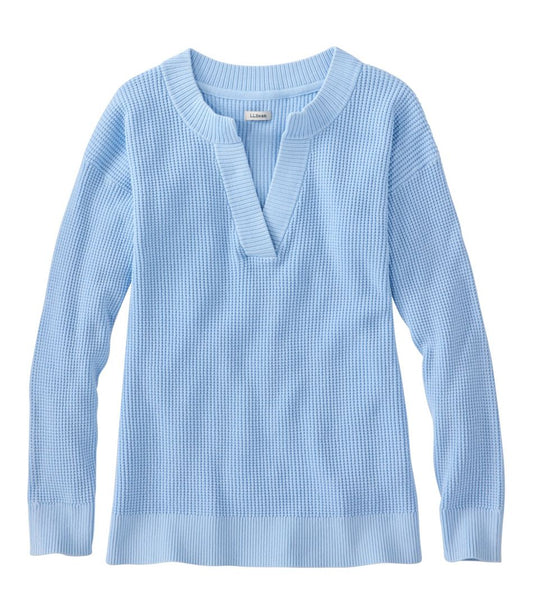 Women's Sunwashed Waffle Sweater, Splitneck / L.L.Bean