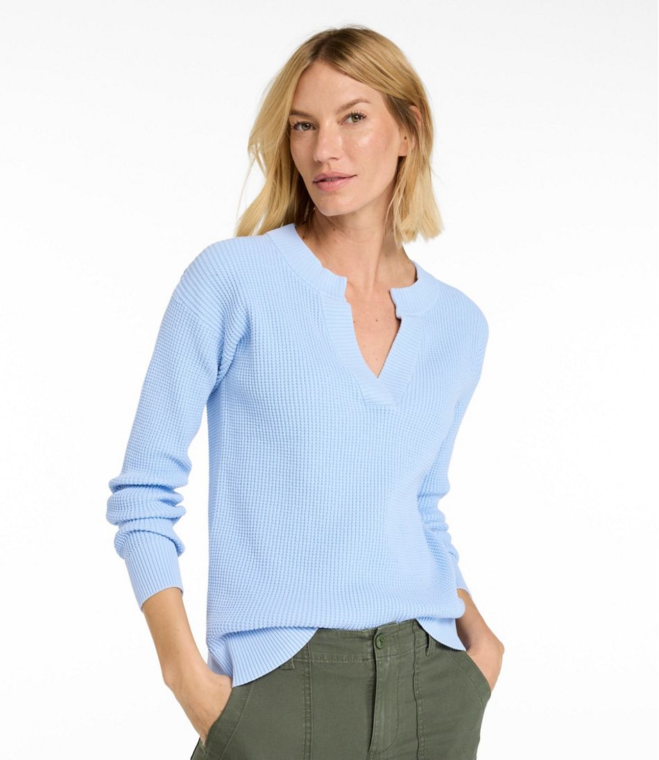 Women's Sunwashed Waffle Sweater, Splitneck / L.L.Bean