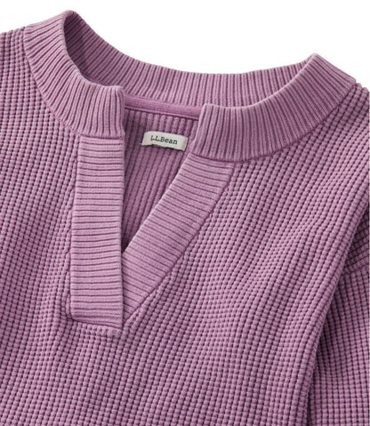 Women's Sunwashed Waffle Sweater, Splitneck / L.L.Bean