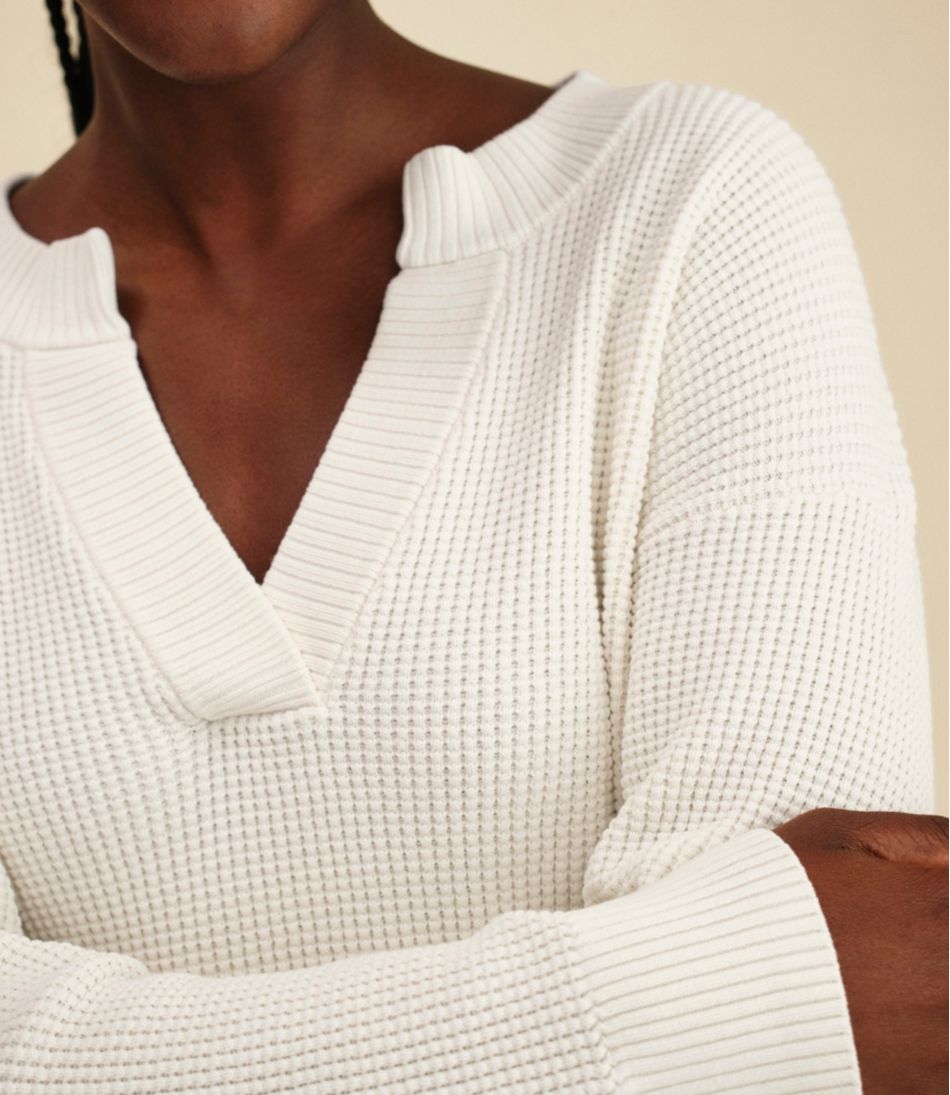 Women's Sunwashed Waffle Sweater, Splitneck / L.L.Bean