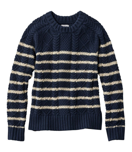 Women's Signature Cotton Fisherman Sweater, Crewneck Stripe / L.L.Bean