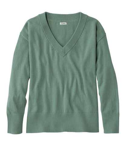 Women's Cotton/Cashmere Sweater, V-Neck / L.L.Bean