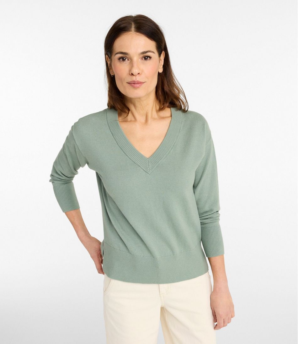 Women's Cotton/Cashmere Sweater, V-Neck / L.L.Bean