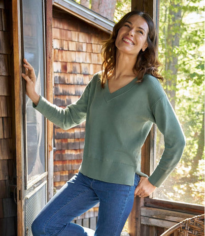 Women's Cotton/Cashmere Sweater, V-Neck / L.L.Bean
