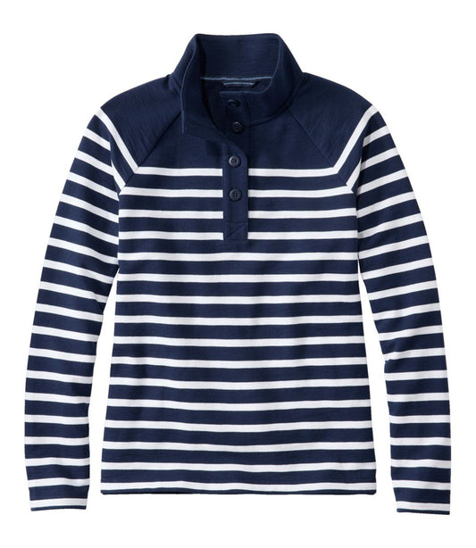 Women's Peaks Island Button Mockneck, Stripe / L.L.Bean