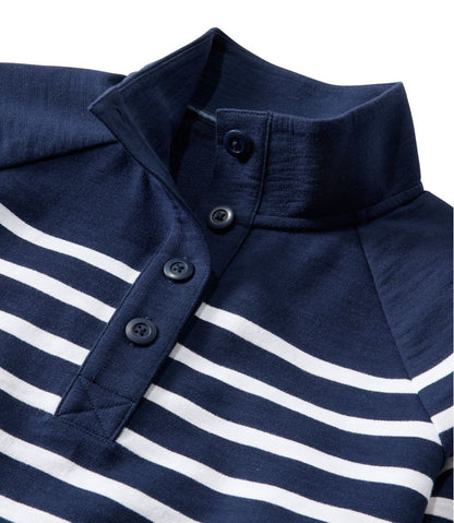 Women's Peaks Island Button Mockneck, Stripe / L.L.Bean