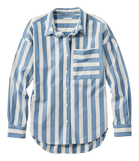 Women's Signature Premium Essential Poplin Shirt, Long-Sleeve Novelty Stripe / L.L.Bean