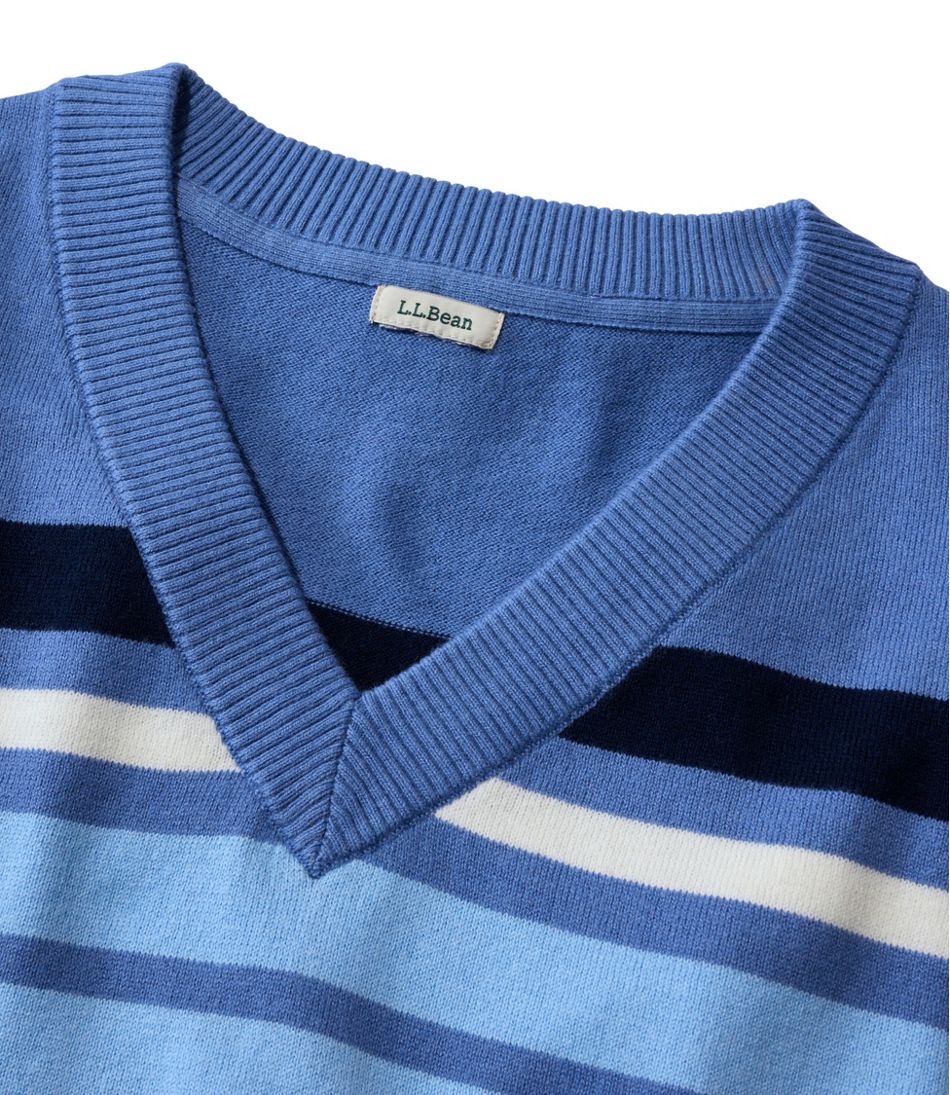 Women's Cotton/Cashmere Sweater, V-Neck Stripe / L.L.Bean