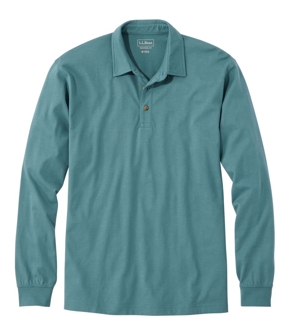 Men's Carefree Unshrinkable Polo, Long-Sleeve, Without Pocket / L.L.Bean