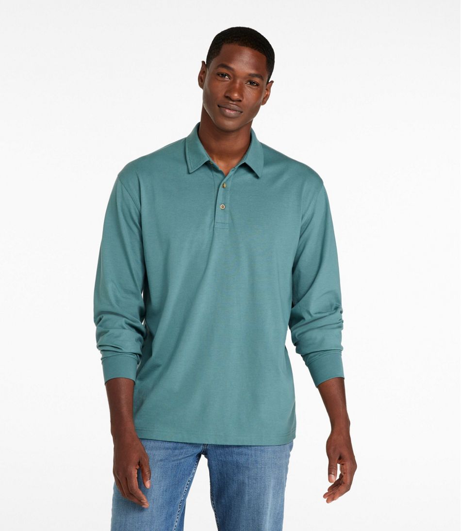Men's Carefree Unshrinkable Polo, Long-Sleeve, Without Pocket / L.L.Bean