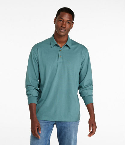 Men's Carefree Unshrinkable Polo, Long-Sleeve, Without Pocket / L.L.Bean