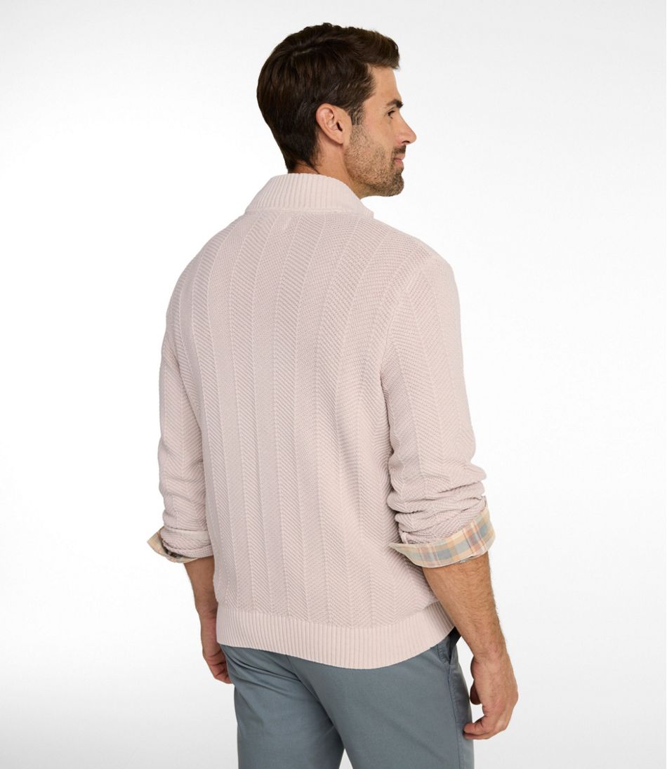 Men's Sunwashed Textured Cotton Sweater, Herringbone 1/4 Zip / L.L.Bean