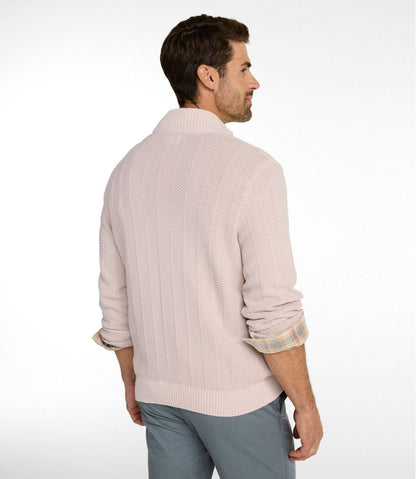 Men's Sunwashed Textured Cotton Sweater, Herringbone 1/4 Zip / L.L.Bean