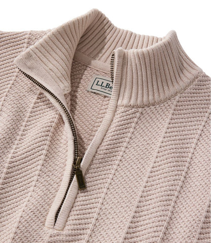 Men's Sunwashed Textured Cotton Sweater, Herringbone 1/4 Zip / L.L.Bean