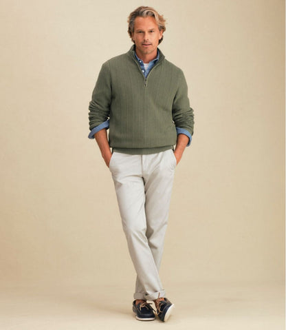 Men's Sunwashed Textured Cotton Sweater, Herringbone 1/4 Zip / L.L.Bean