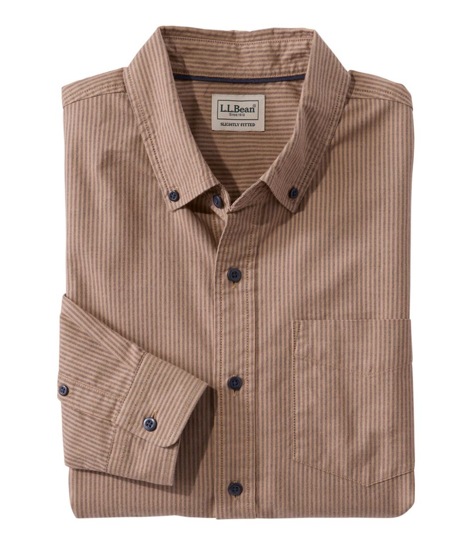 Men's Sunwashed Oxford Shirt, Slightly Fitted Untucked Fit, Stripe / L.L.Bean