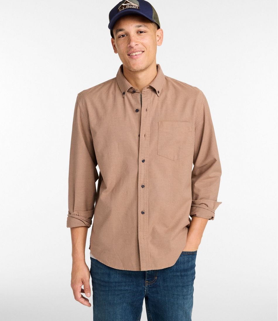 Men's Sunwashed Oxford Shirt, Slightly Fitted Untucked Fit, Stripe / L.L.Bean
