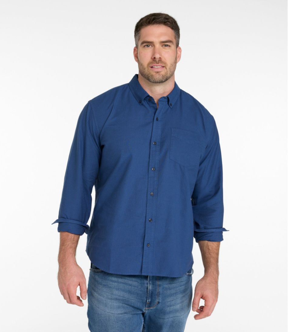 Men's Sunwashed Oxford Shirt, Slightly Fitted Untucked Fit, Stripe / L.L.Bean