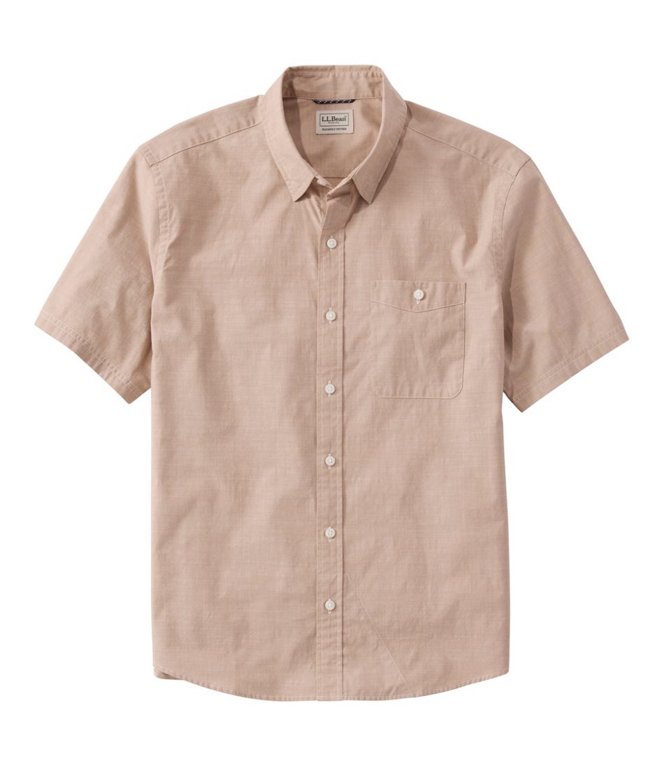 Men's Comfort Stretch Performance® Chambray Shirt, Short-Sleeve, Slightly Fitted Untucked Fit / L.L.Bean