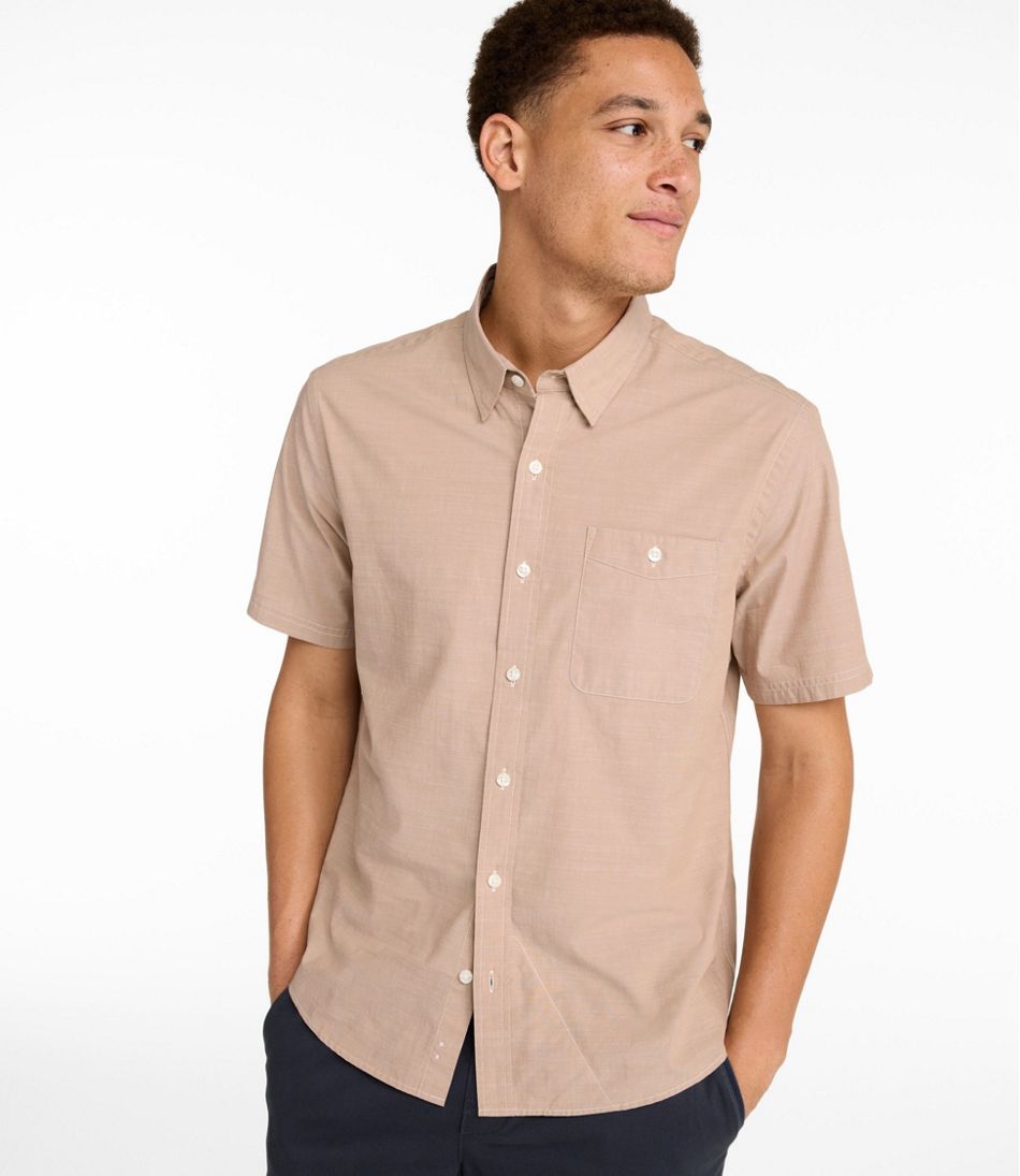 Men's Comfort Stretch Performance® Chambray Shirt, Short-Sleeve, Slightly Fitted Untucked Fit / L.L.Bean