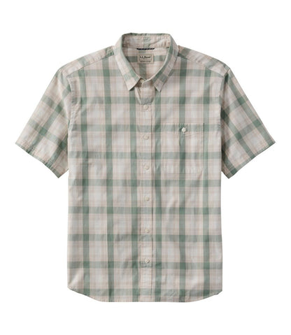 Men's Comfort Stretch Performance® Chambray Shirt, Short-Sleeve, Slightly Fitted Untucked Fit, Plaid / L.L.Bean