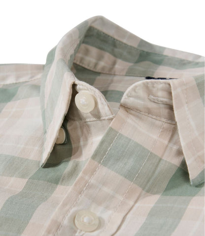 Men's Comfort Stretch Performance® Chambray Shirt, Short-Sleeve, Slightly Fitted Untucked Fit, Plaid / L.L.Bean