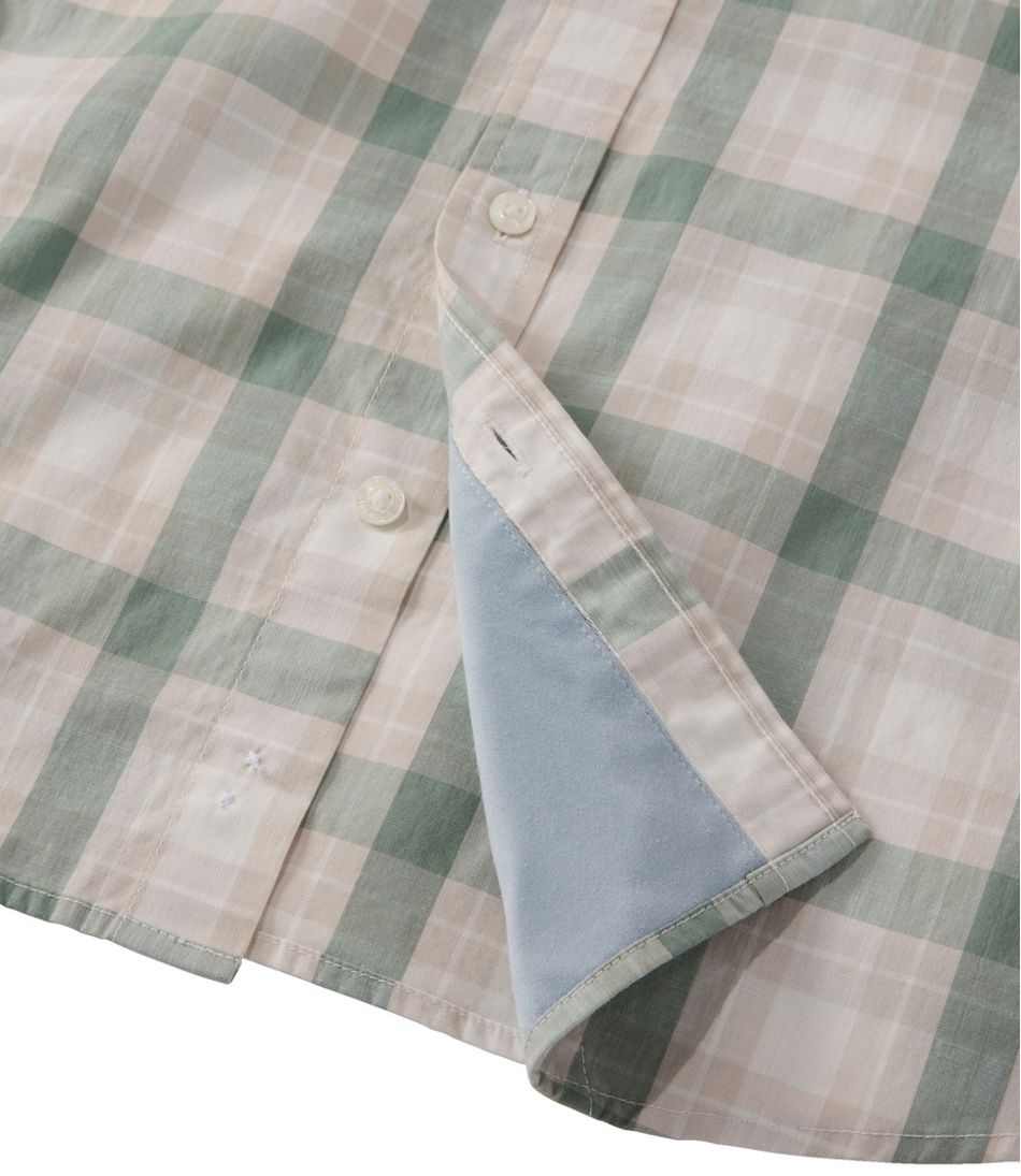 Men's Comfort Stretch Performance® Chambray Shirt, Short-Sleeve, Slightly Fitted Untucked Fit, Plaid / L.L.Bean