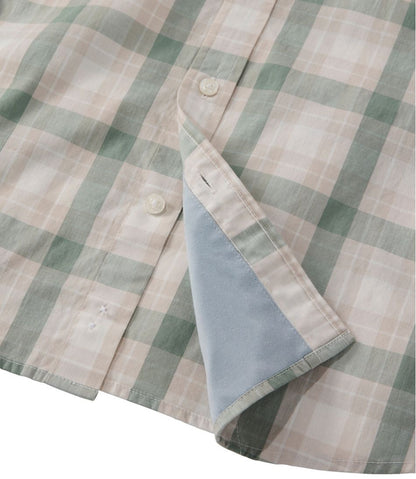Men's Comfort Stretch Performance® Chambray Shirt, Short-Sleeve, Slightly Fitted Untucked Fit, Plaid / L.L.Bean