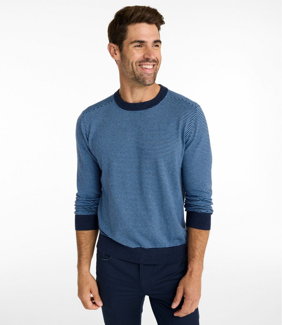 Men's All Seasons Cotton Blend Sweater, Crewneck, Stripe / L.L.Bean