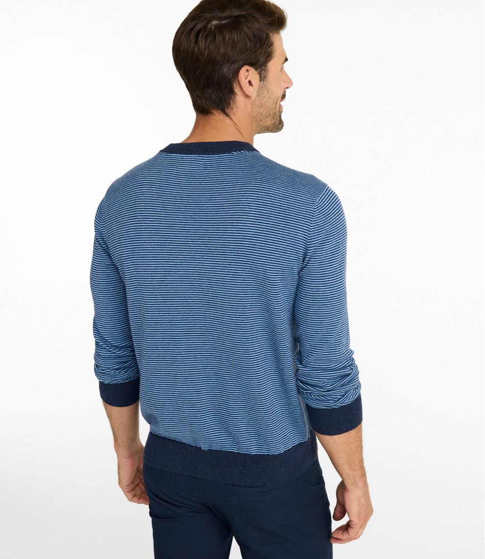 Men's All Seasons Cotton Blend Sweater, Crewneck, Stripe / L.L.Bean