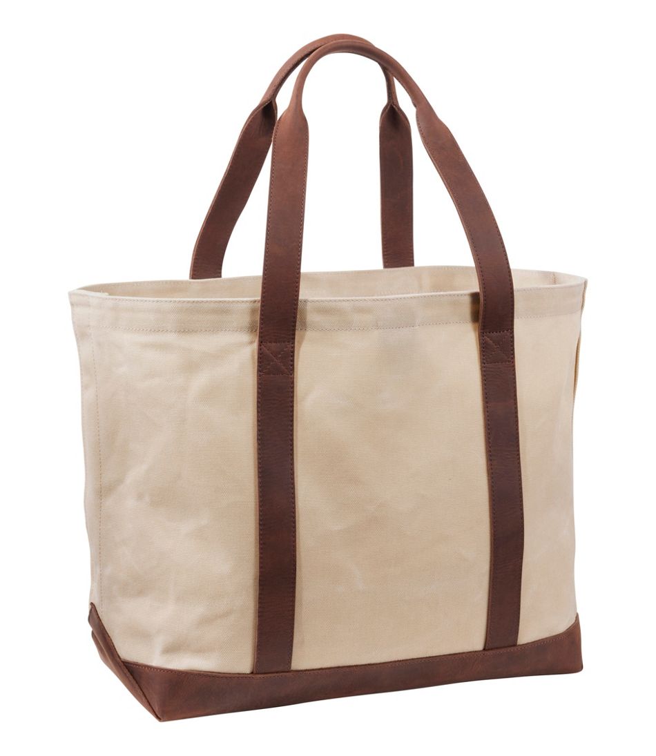 Leather-Trim Waxed Canvas Tote / L.L.Bean