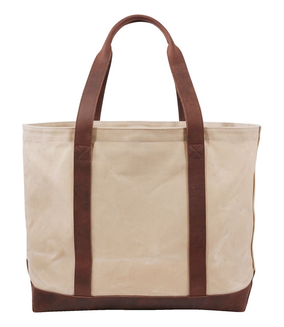 Leather-Trim Waxed Canvas Tote / L.L.Bean