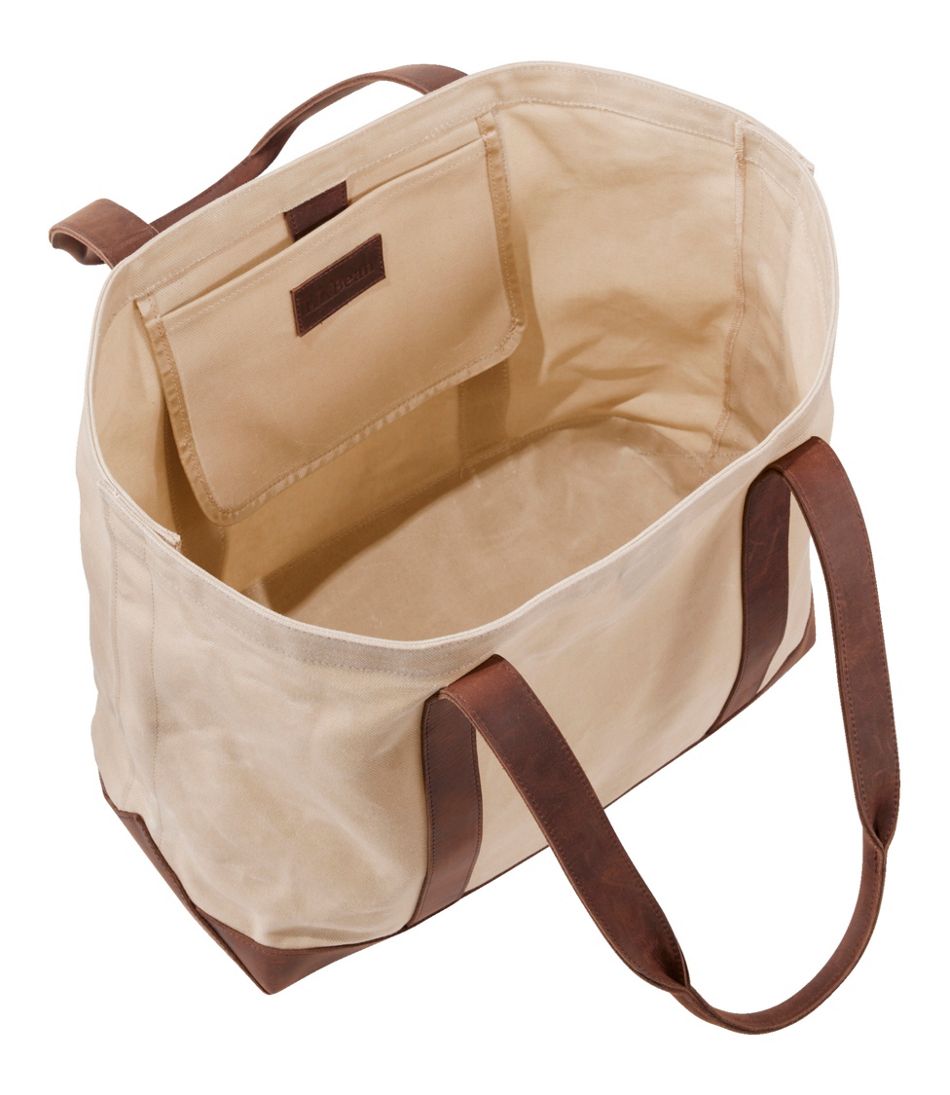 Leather-Trim Waxed Canvas Tote / L.L.Bean