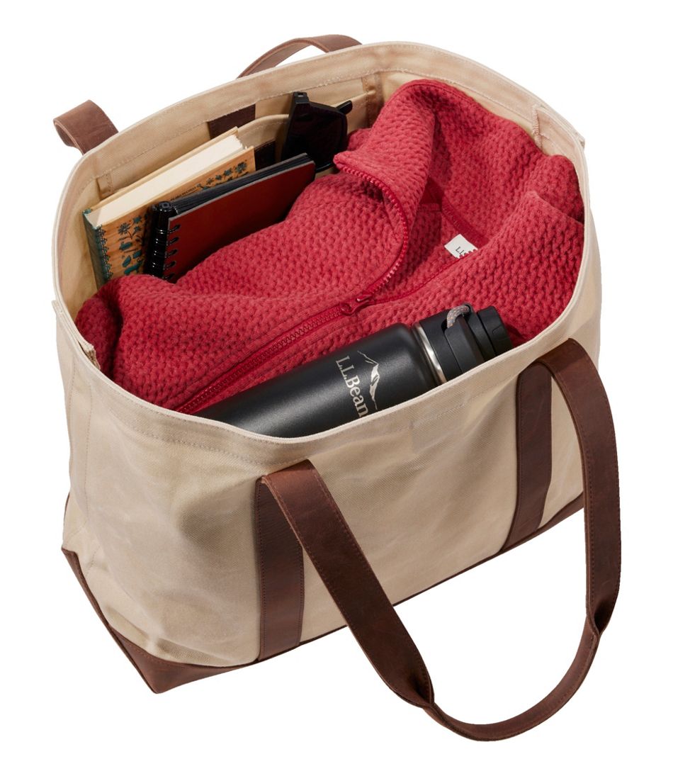 Leather-Trim Waxed Canvas Tote / L.L.Bean