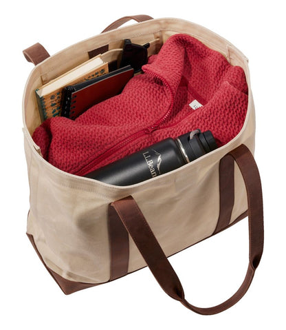 Leather-Trim Waxed Canvas Tote / L.L.Bean