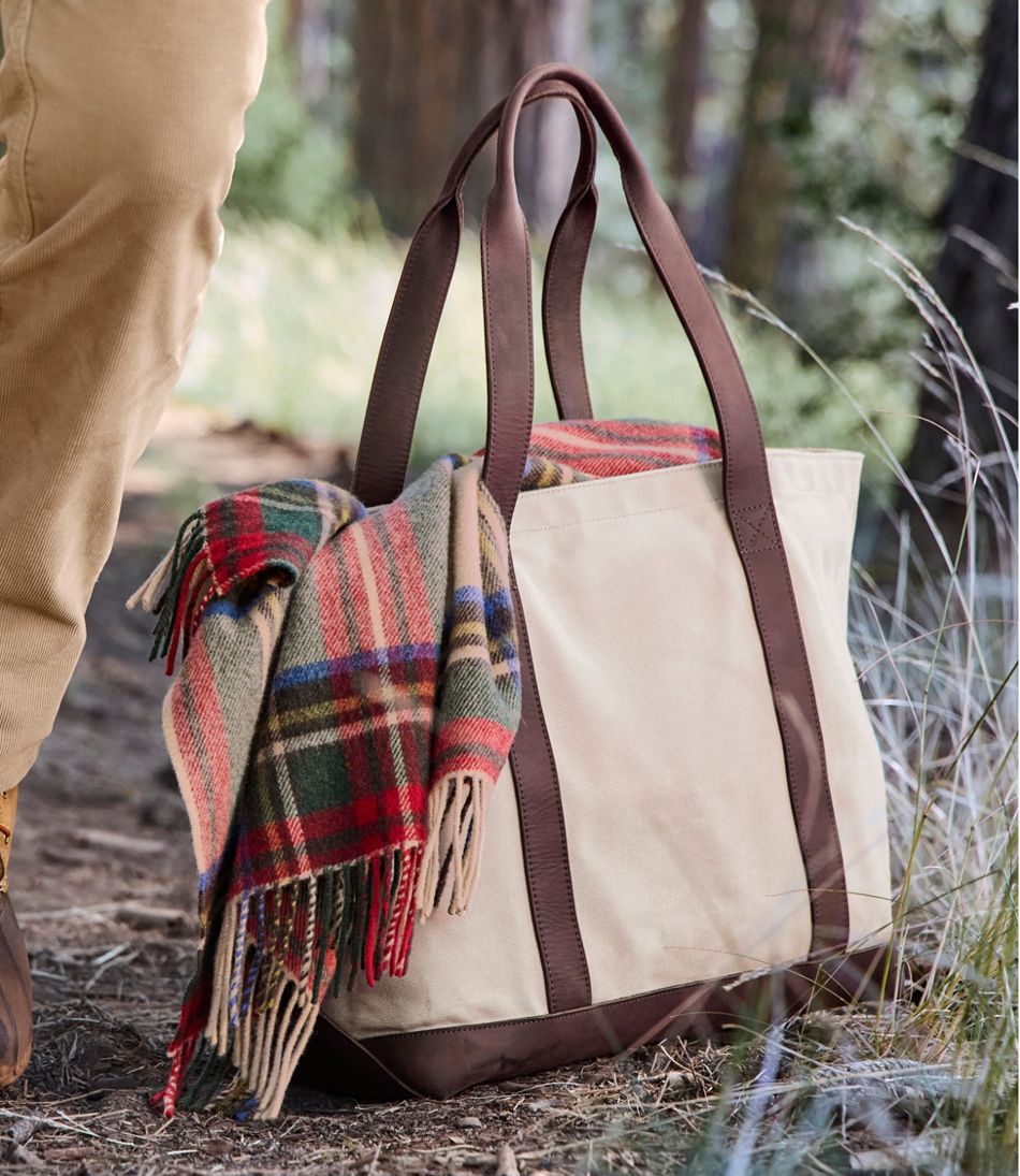 Leather-Trim Waxed Canvas Tote / L.L.Bean