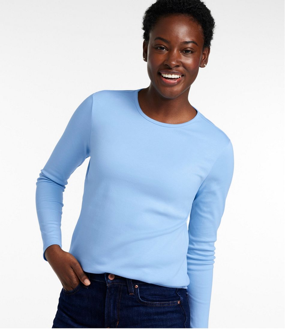 Women's Pima Cotton Tee, Long-Sleeve Crewneck / L.L.Bean