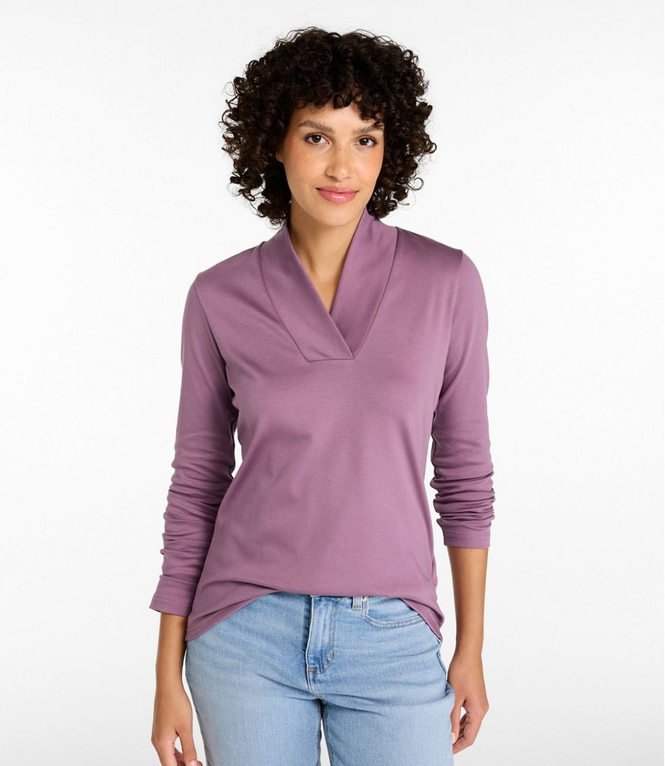 Women's Pima Cotton Tee, Shawl Long-Sleeve / L.L.Bean