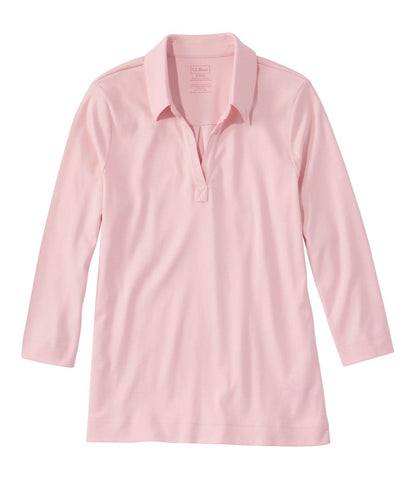 Women's Pima Cotton Tee, Three-Quarter-Sleeve Polo / L.L.Bean