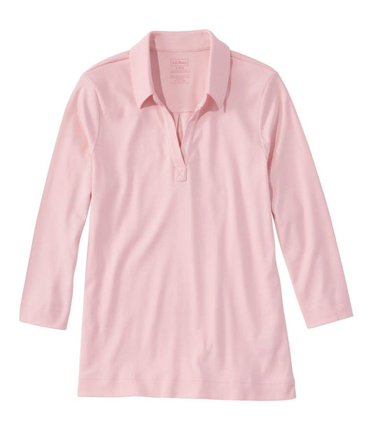 Women's Pima Cotton Tee, Three-Quarter-Sleeve Polo / L.L.Bean
