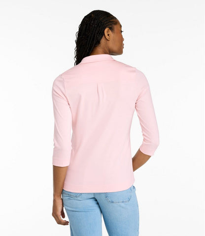 Women's Pima Cotton Tee, Three-Quarter-Sleeve Polo / L.L.Bean