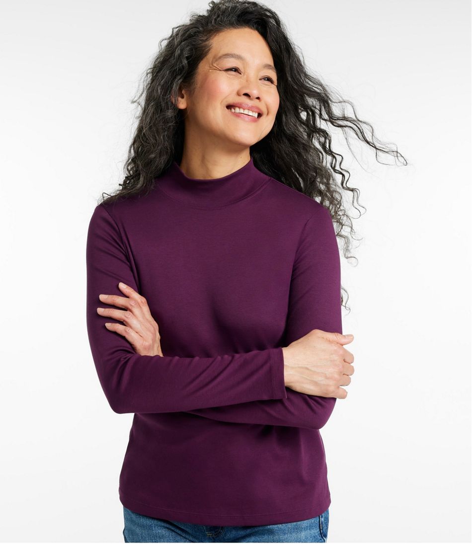 Women's Pima Cotton Tee, Long-Sleeve Mockneck / L.L.Bean