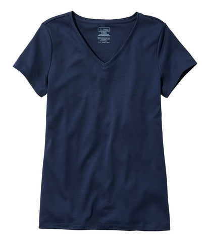 Women's Pima Cotton Shaped V-Neck, Short-Sleeve / L.L.Bean